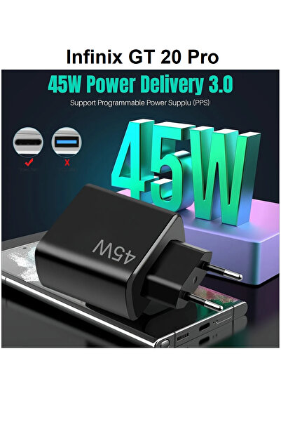 ERMER Infinix GT 20 Pro Modeli İçin 45W Süper Hızlı Şarj Aleti