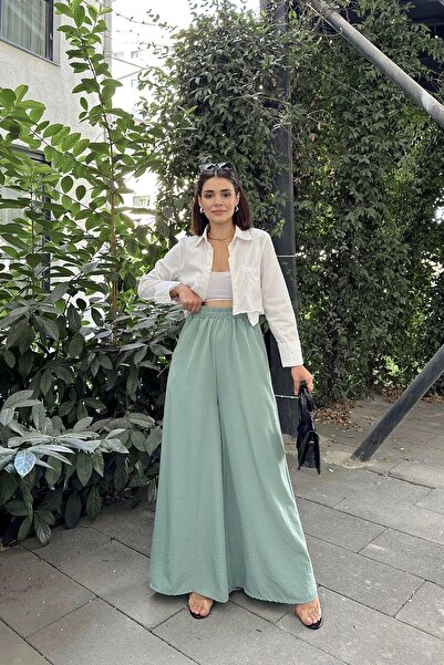 NEW LAVİVA Women's Mint Wide Leg Kupra Trousers - 700-3391