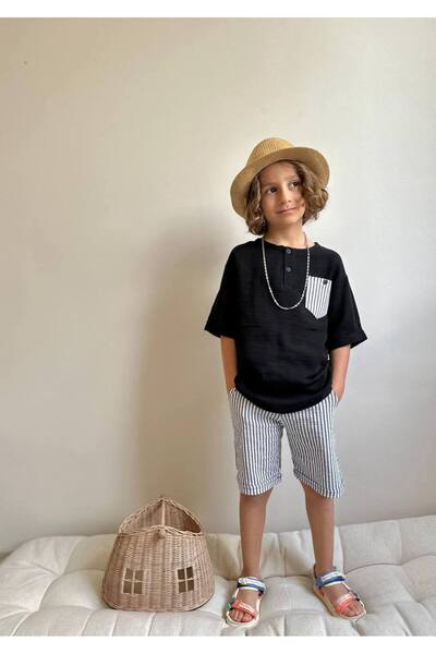 lesa kids wear Boys' Suit with Striped Seersucker Shorts