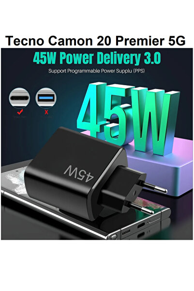 ERMER Tecno Camon 20 Premier 5G Modeli İçin 45W Süper Hızlı Şarj Aleti