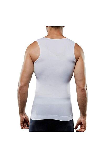 SIKS ® Men's Slimming Tank Top, White, Size M
