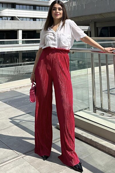 NEW LAVİVA Women's Burgundy Trousers - 700-3578