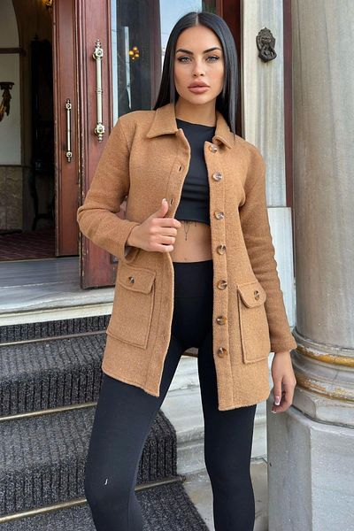 NEW LAVİVA Дамско кафяво палто - 700-3683