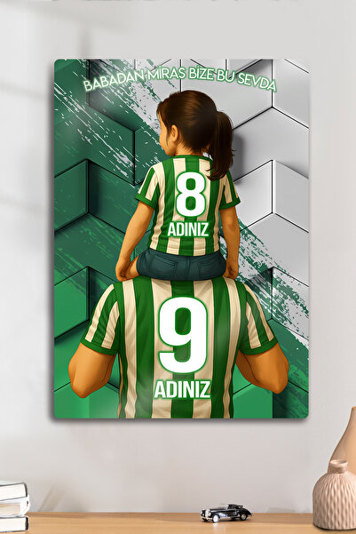 DekorHane Metal Baskı Tablo - Baba Oğul, Numara İsim Yazdırmalı, Konyaspor, B...