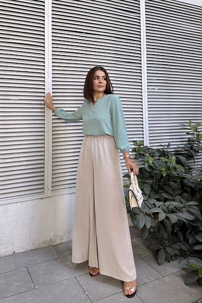 NEW LAVİVA Women's Stone Wide Leg Kupra Trousers - 700-3391