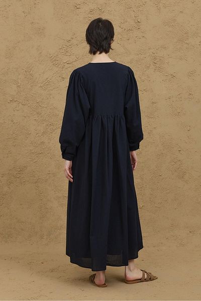 Fahhar Φαρδύ μανίκι Στριφτό Φόρεμα Navy Blue