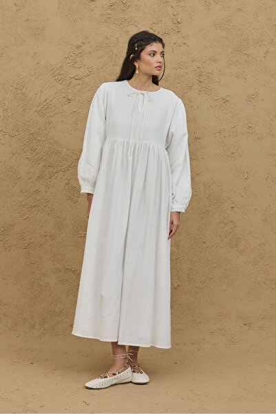 Fahhar Φόρεμα με φαρδύ μανίκι Ecru