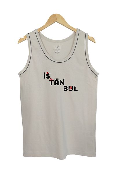 Raf Coll Men's Strappy Knitted T-Shirt with Interlayer Istanbul Digital Printed 100% Cotton
