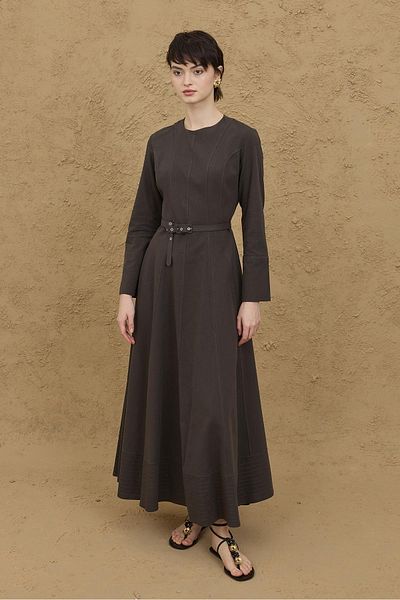 Fahhar Φόρεμα με λεπτομέρεια ραφής Anthracite