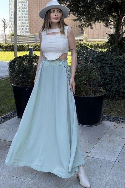 NEW LAVİVA Γυναικεία ψάθινη φούστα - 700-3389