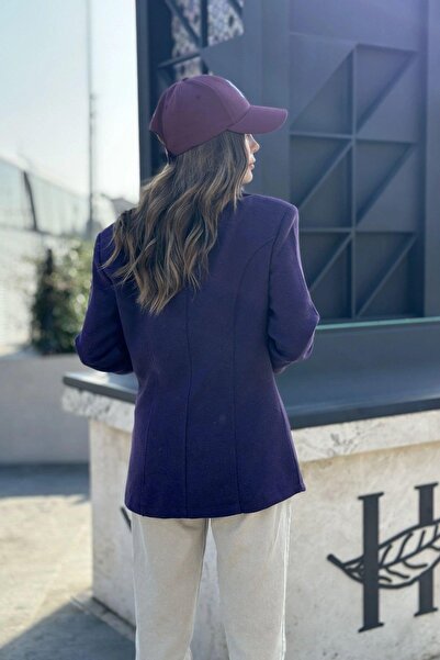 NEW LAVİVA Purple Women's Cashmere Blazer - 700-3449