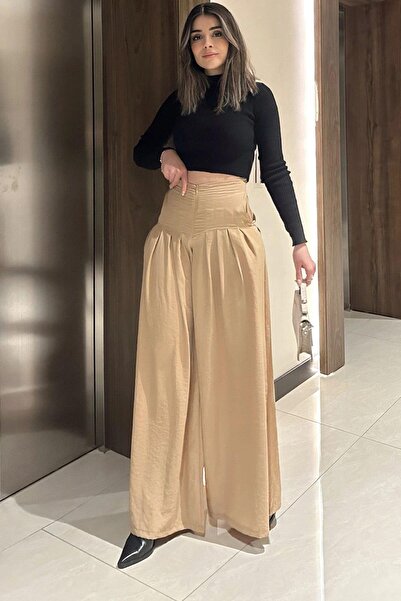 NEW LAVİVA Women's Beige Trousers - 700-3538