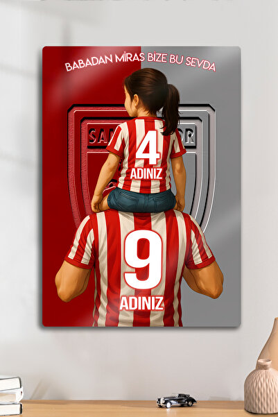 DekorHane Metal Tablo - Samsunspor Baba Oğul, Kişiselleştirilebilir, Numara İ...