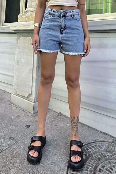 NEW LAVİVA Pantaloni scurți albastri pentru femei - 700-kt-0055