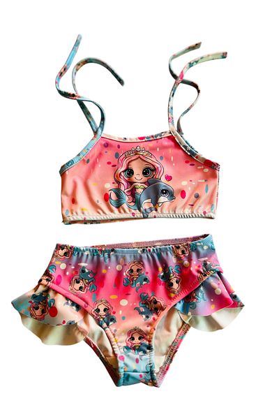 YUMİYUMM Girl's Character Themed Pink Bag Bikini Set