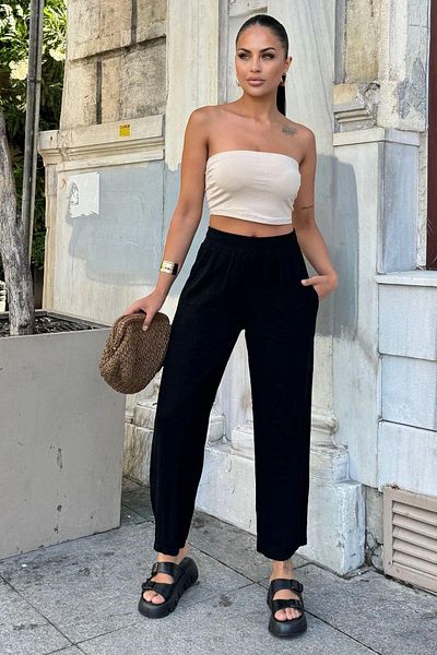 NEW LAVİVA Women's Black Trousers - 700-3638