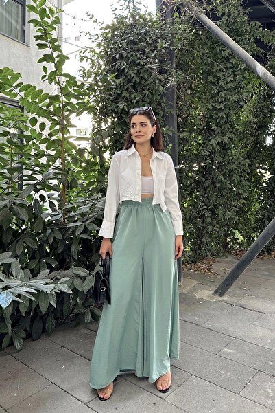 NEW LAVİVA Women's Mint Wide Leg Kupra Trousers - 700-3391