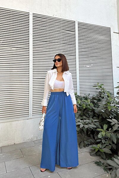 NEW LAVİVA Women's Indigo Wide Leg Kupra Trousers - 700-3391