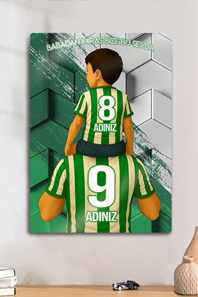 DekorHane Metal Baskı Tablo - Baba Oğul, Numara İsim Yazdırmalı, Konyaspor, B...