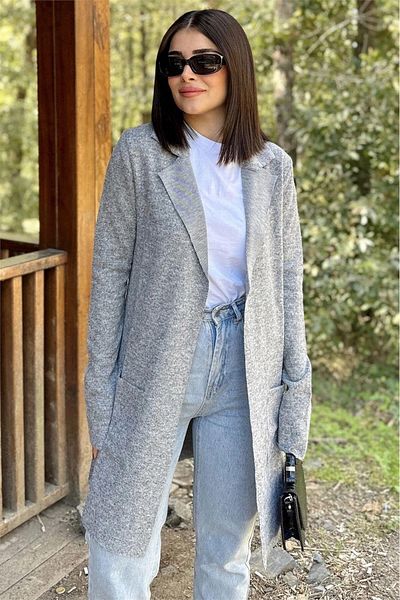 NEW LAVİVA Women's Gray Jacket - 700-3010