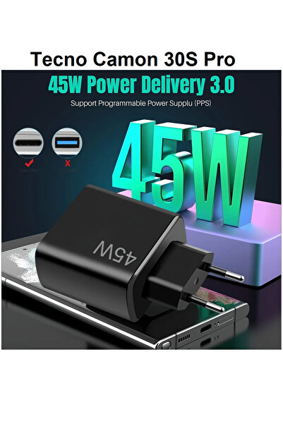 ERMER Tecno Camon 30S Pro Modeli İçin 45W Süper Hızlı Şarj Aleti