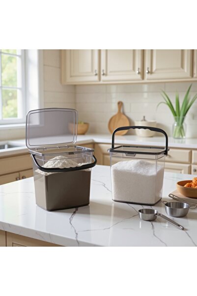 Justyol 2-Piece 6 Liter Mega Size Storage Container with Handle – Square Flour, Pulses and Detergent Box