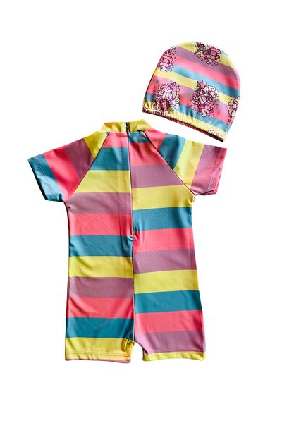 YUMİYUMM Girl's Multicolored Checkered Jumpsuit Swimsuit