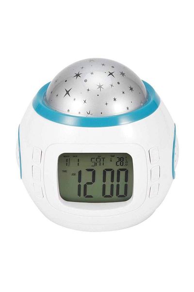 SIKS Projector, Digital Clock With Music For Kids Room, LCD Screen, Multicolored Star Projection