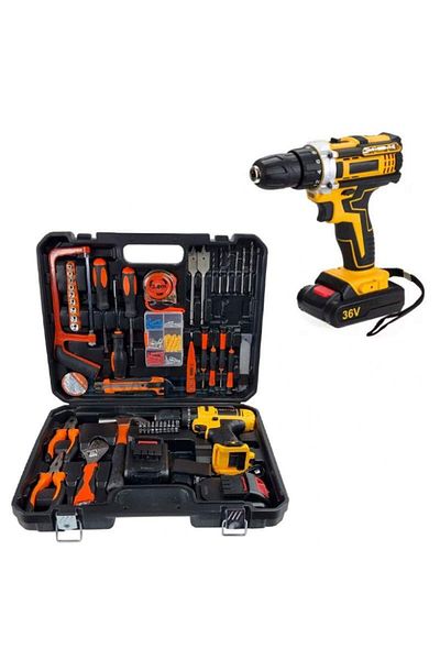 SIKS Professional Tool Kit with Cordless Drill, Drilling and Screwdriving, 2 Batteries Included 36V