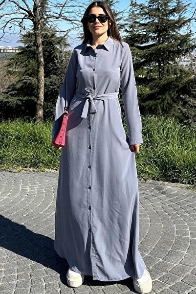 NEW LAVİVA Women's Gray Long Dress - 700-3576