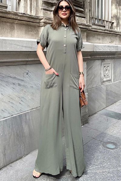 NEW LAVİVA Women's Khaki Jumpsuit - 700-3577