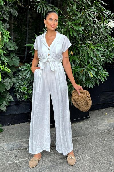 NEW LAVİVA Women's White Jumpsuit - 700-3405