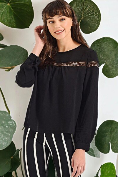 NEW LAVİVA Women's Black Blouse - 700-2566