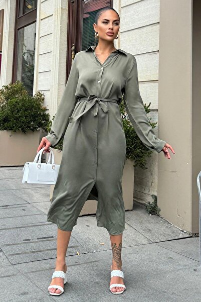 NEW LAVİVA Women's Khaki Dress - 700-t4011-1490