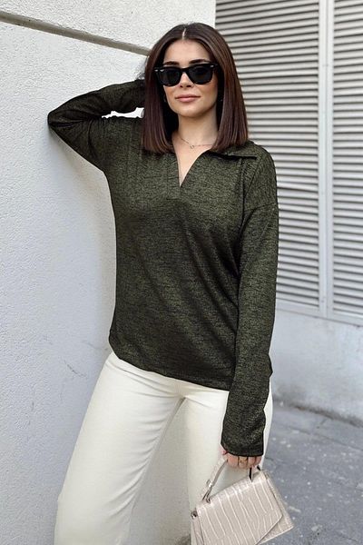 NEW LAVİVA Γυναικεία Μπλούζα Χακί Πόλο - 700-2749