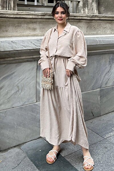 NEW LAVİVA Γυναικείο Μπεζ Φόρεμα - 700-3550