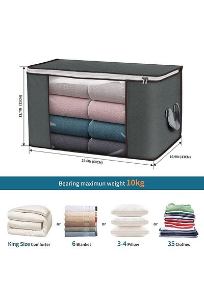 Skytone SKY-TOUCH 3 Pcs Large Capacity Sized Bags, Clothes Storage Bag Organizers, Foldable, Durable and Spa