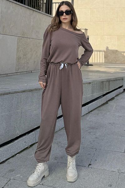 NEW LAVİVA Women's Brown Jumpsuit - 700-3505