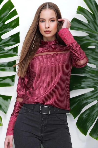 BEES JEANS Γυναικεία Μπλούζα Δαμασκηνί - 700-2816