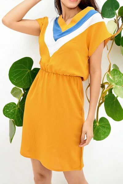 NEW LAVİVA Mini rochie pentru femei Mustard - 700-2855