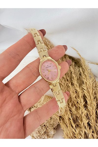 TD TRENDDURAGI Oval Gold Inside Pink Women Wrist Watch