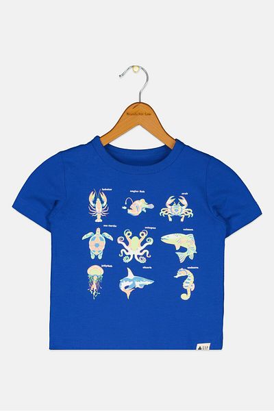 GAP Toddlers Boy Graphic Print Short Sleeves T-Shirt, Blue