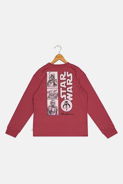 GAP Star Wars x Gap Kids Boy Crew Neck Long Sleeve Graphic Print T-Shirt, Dark Mauve