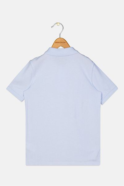 GAP Kids Boy Spread Collar Short Sleeve Plain Polo Shirt, Light Blue
