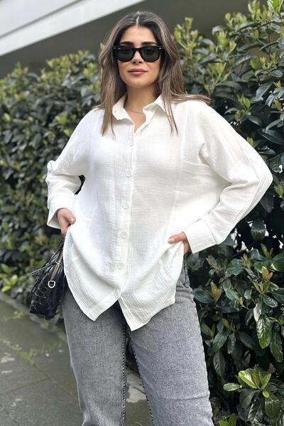 NEW LAVİVA Women's Ecru Casual Shirt - 700-3406