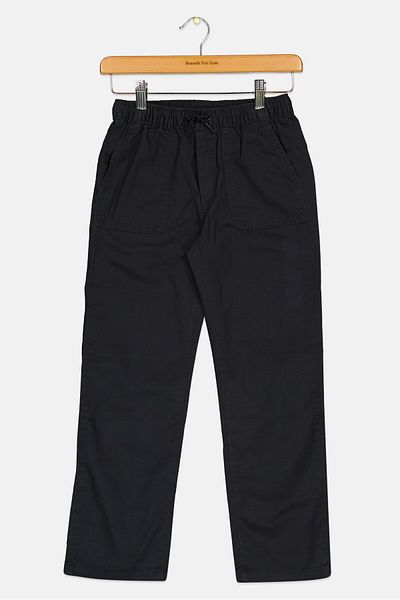 GAP Kids Boy Plain Drawstring Chino Pants, Black
