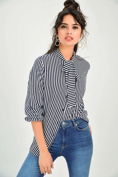 NEW LAVİVA Ecru Striped Women's Blouse - 700-t4011-1080