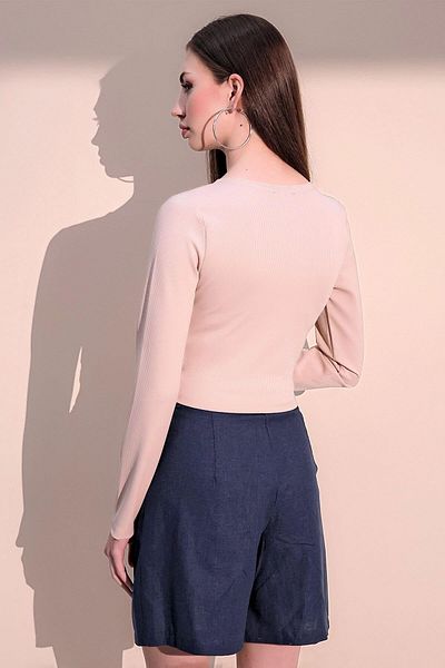 NEW LAVİVA Γυναικεία Μπεζ Μπλούζα - 700-3324