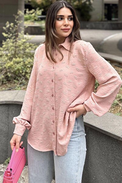 BEES JEANS Γυναικείο Μακρύ Πουκάμισο σε Πούδρα - 700-3554