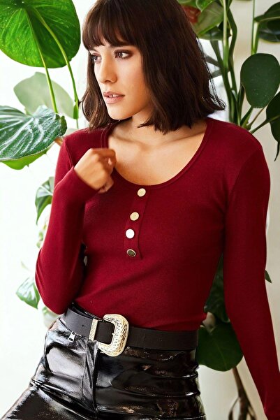 BEES JEANS Γυναικεία Μπλούζα Βουργουνδίας - 700-K5899